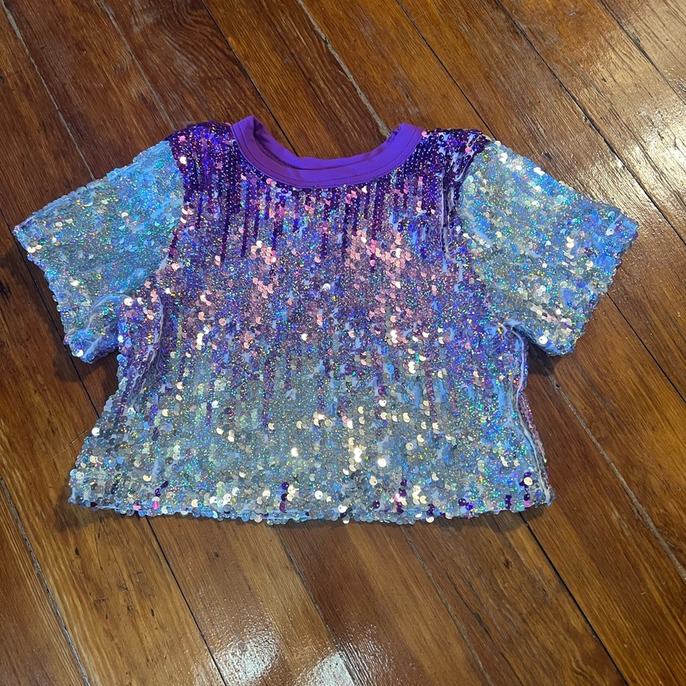 Weissman Kids Sequin Top in Purple and Blue